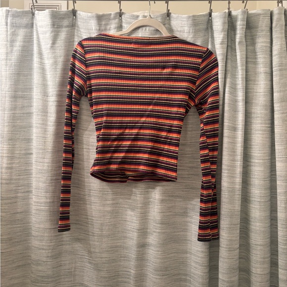 Striped Multicolor Wrap Top - Picture 2 of 4